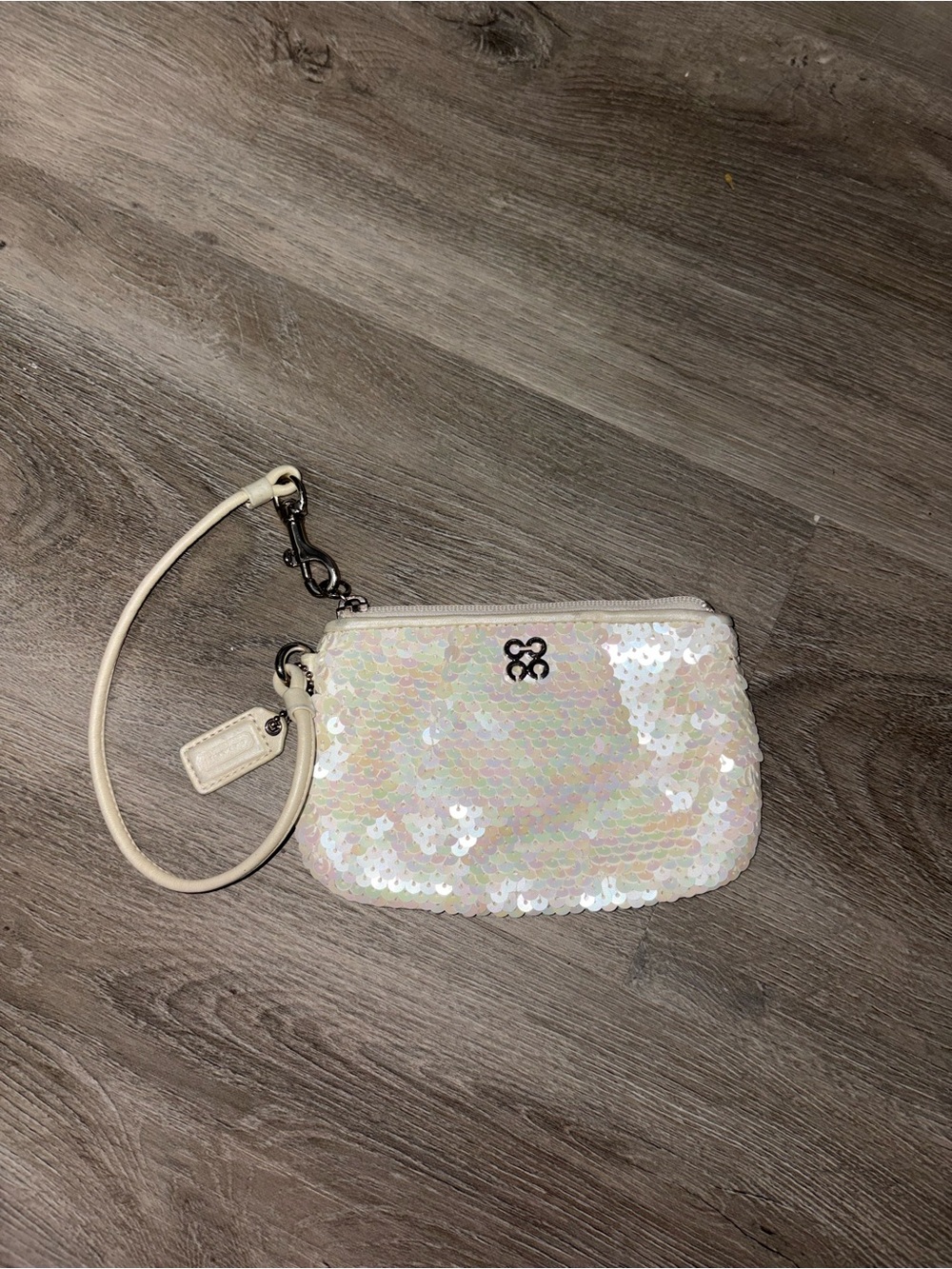 Coach | White Sequin Wristlet
